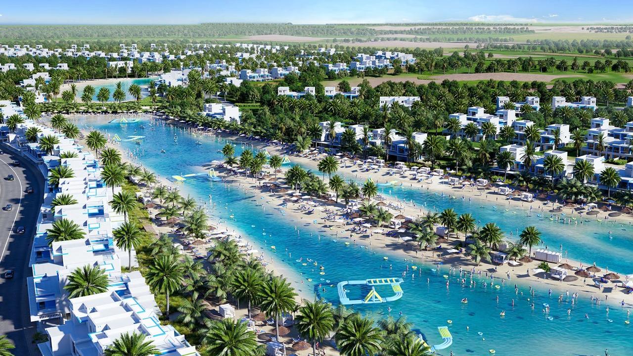 إطلالة جوية على مجتمع البحيرات والشواطئ في Hyde Park New Cairo